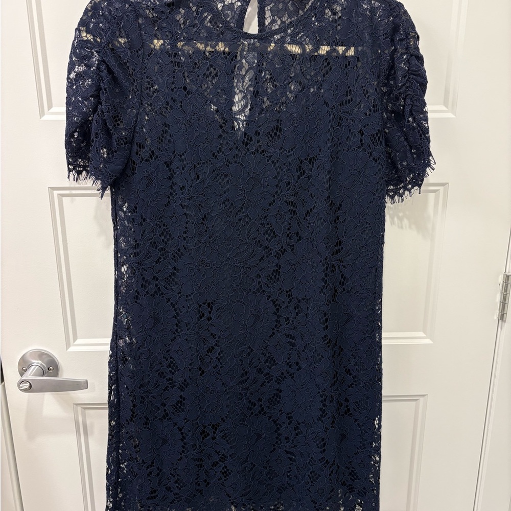 Dynamite Navy Midi Dress with Elegant Lace